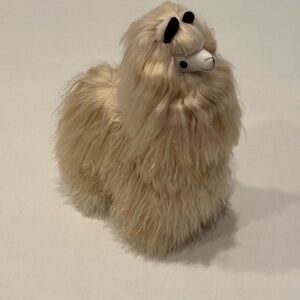 Plush Alpaca Figurine - Cream Furry Decor